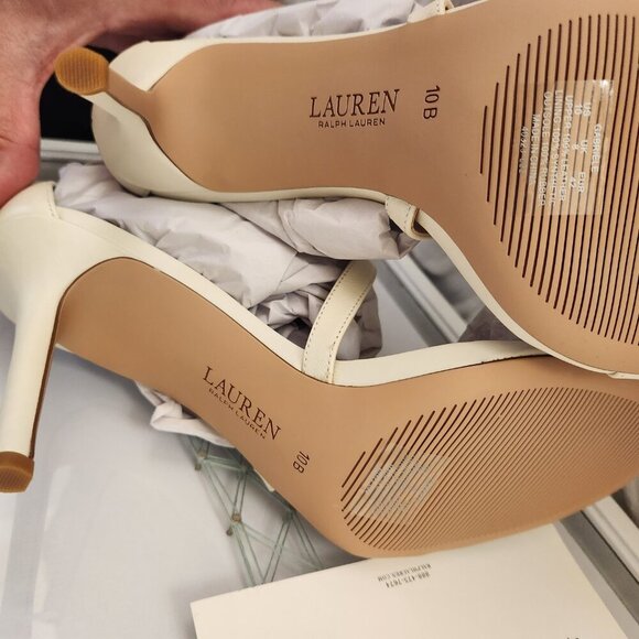 Ralph Lauren Leather " Gabriele" Cream Heeled Sandals. NIB. Size 10 - Picture 8 of 11